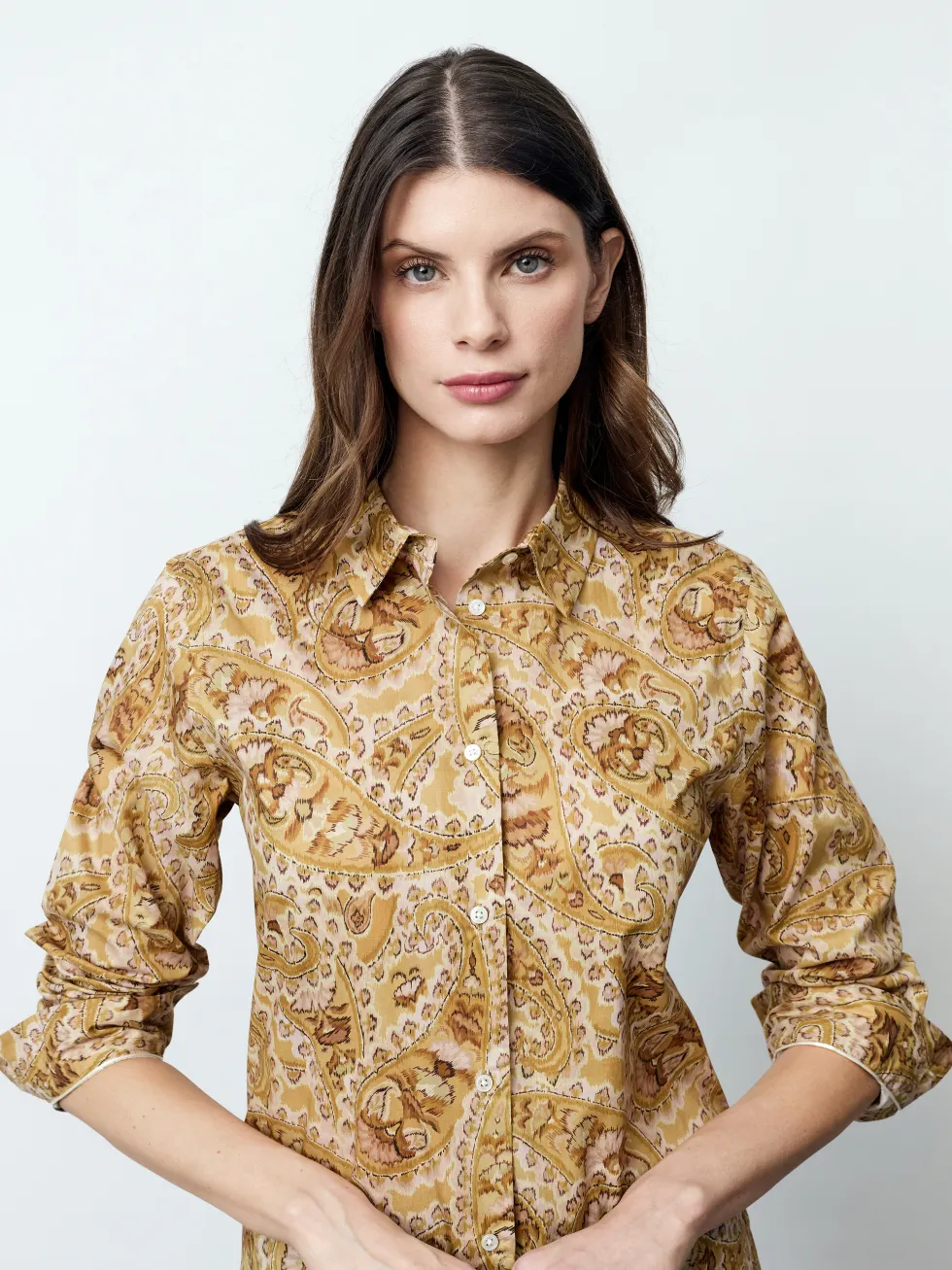ADRIANA - Langarm Damenbluse, gewebt